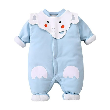 

Dadaria Fall Baby Boys Girls Clothes 0-18 Months Fall Winter Plus Cotton Thermal Romper Jumpsuit Blue 6-9 Months Toddler