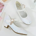 thumbnail image 5 of POIUYTR Girls' Glitter Mary Jane Sandals - Leather Strappy Heels with Ankle Strap & Air-Cushioned Sole for Flower Girl Summer Weddings, 5 of 8