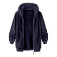 thumbnail image 4 of Fgnfyis Winter Jackets for Men Plus Size Casual Color Block Zipper Hoodie Loose Plush Warm Top for Cold Weather Mens Coat Navy_001 XXL, 4 of 5