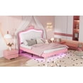 thumbnail image 5 of Bellemave Full Size Upholstered Princess Bed with Crown Headboard and LED Lights, Pink / White, 5 of 12