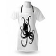 thumbnail image 4 of Octopus Apron, Monochrome Image of a Sea Animal Raising its Tentacles Ready for Attack, Unisex Kitchen Bib with Adjustable Neck for Cooking Gardening, Adult Size, White Charcoal Grey, by Ambesonne, 4 of 4