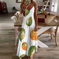 thumbnail image 3 of Autumn Harvest Maple Leaves Thanksgiving Sleeveless Dress Women's Luxury Party Dress Birthday Dresses for Women, 3 of 7