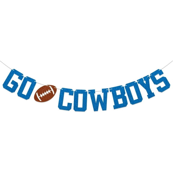 Go Cowboys Banner - Cowboys Team Party Decor, College Football Party Decor, Football Team Party Decorations Gold Glitter