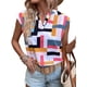 thumbnail image 2 of Camiseta para Mujer, Color Block, Cuello en V, Corta, Top de Moda, Informal, Holgada, de Verano. Color A M, 2 of 8