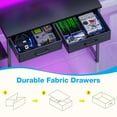 thumbnail image 4 of Casacomoda 55 Inch Computer Desk with 2 Fabric Drawers and Monitor Shelf, Gaming Desk with Led Lights & Power Outlet, Reversible Office Desk with Printer Stands, Carbon Fiber Black, 4 of 8