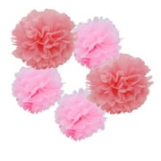 5pcs Paper Pom Poms Tissue Paper Flowers Party Decoration, Pink