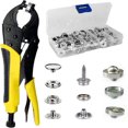 thumbnail image 1 of EIGTHTAIL Heavy Duty Snap Fastener Tool Kit  Adjustable Handheld Snap Pliers with 25 Sets 3/5 Inch 15mm Metal Snap Buttons for Clothes  Snaps for Fabric  Leather  Boat Covers  Repairing C, 1 of 7