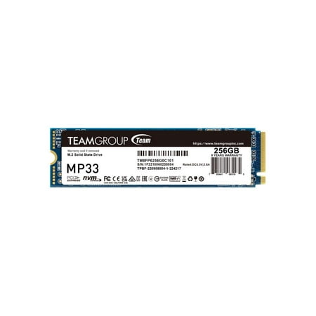 Team Group MP33 M.2 2280 256GB PCIe 3.0 x4 with NVMe 1.3 3D NAND Internal Solid State Drive (SSD) TM8FP6256G0C101