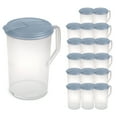 thumbnail image 1 of Sterilite 18 Pack 1 Gal Round Pitcher, Flip Lid Drink Dispenser Jug, Washed Blue, 1 of 6