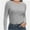 Gray, variant on Womens Pullover Long Sleeve Crewneck Shirts Ribbed Knit Slim Fitted Casual Jumper Tops