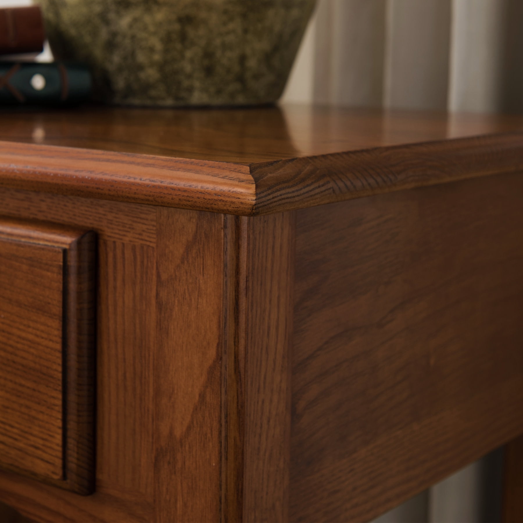 Leick Home Salem Solid Wood Nightstand with Drawer and Shelf, Medium Oak
