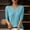 Mint Green, variant on Tops for Women V Neck Ribbed Elbow-Length T-Shirts Casual Black Solid Shirts Women's Clothing