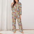 thumbnail image 2 of Picia Cartoon Owls 1 Pattern Women’s Long-Sleeve Sleepwear Set - Soft 2-Piece Loungewear with Pockets, Comfy PJs for Relaxing Nights-Medium, 2 of 7