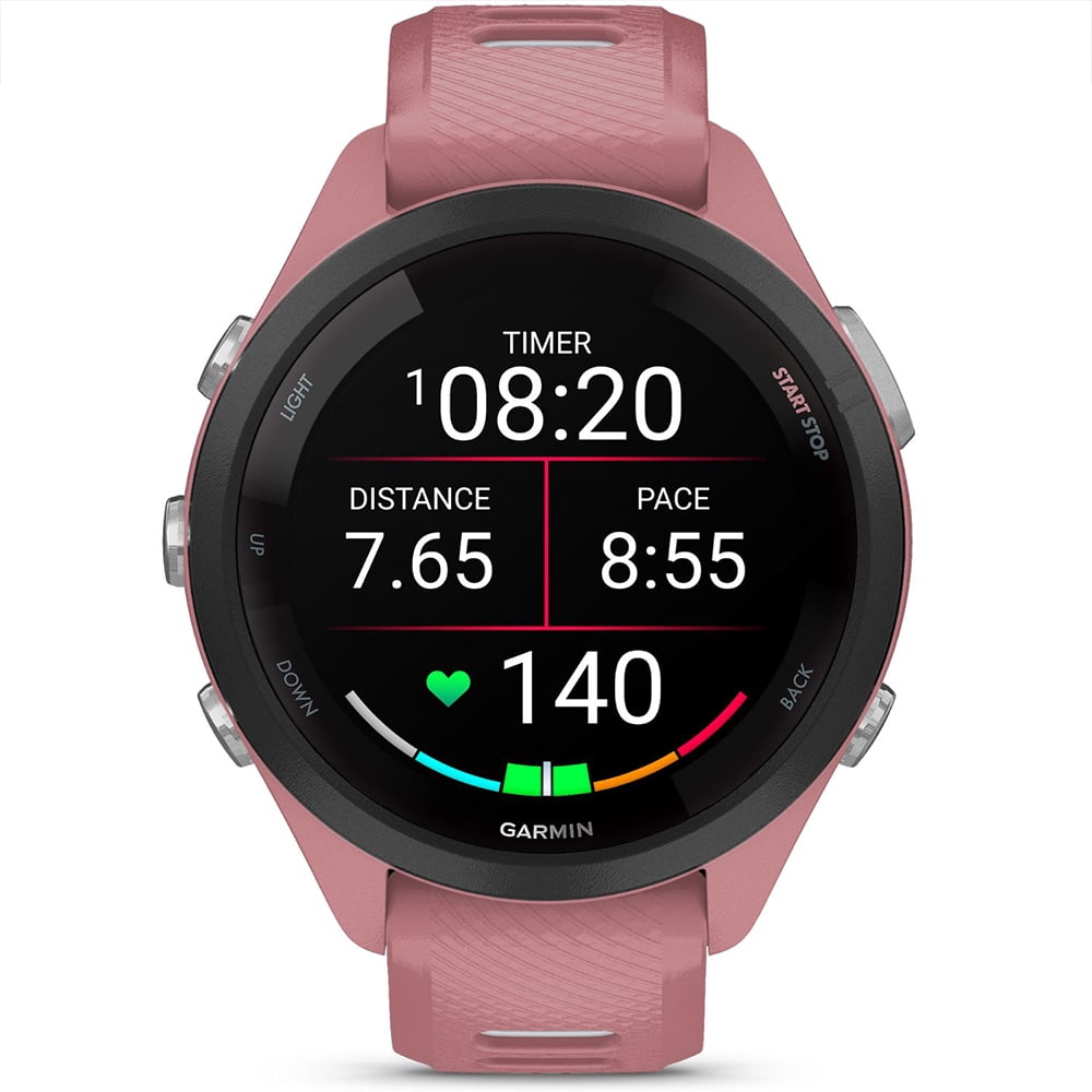Garmin Forerunner 265S GPS Smartwatch, Light Pink/Whitestone 010-02810-05 Bundle with Deco Essentials 3x 18mm Metal Bands, 3x Silicone Dust Cover and 2x Screen Protector