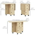 thumbnail image 3 of HOMCOM Foldable Dining Table, Drop Leaf Table on Wheels, Natural Wood, 3 of 10