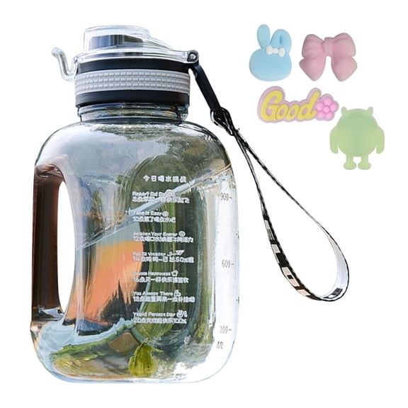 Large Capacity Leakproof Water Jug with Handle for Outdoor Activities and Fitness - Motivational Summer Cup Durable PC Material for Men and Women