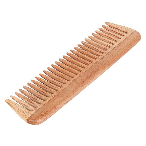 SVATV HANDCRAFTED NEEMWOOD COMB FOR DETANGLING HAIR FOR THICK, CURLY AND WAVY HAIR, NON-STATIC AND ECO-FRIENDLY WITH WIDE TOOTH FOR GROOMING HAIR COMB - (N-82)