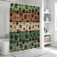 thumbnail image 5 of Polyester Fabric Dark Sage Green Brown Shower Curtain, Farmhouse Dog Paw Vintage Waterproof Bathtub Curtain Bathroom Decor Set with Hooks 72 x 96 Inches, 5 of 6