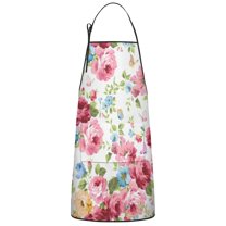 Pioneer Flower Floral Print Pattern Apron-Garden Aprons for Women with Pockets-Cotton Linen Waterproof Kitchen Cooking Gardening Aprons Adjustable for Kitchen,Cooking,BBQ and Salon 33x27 Inch