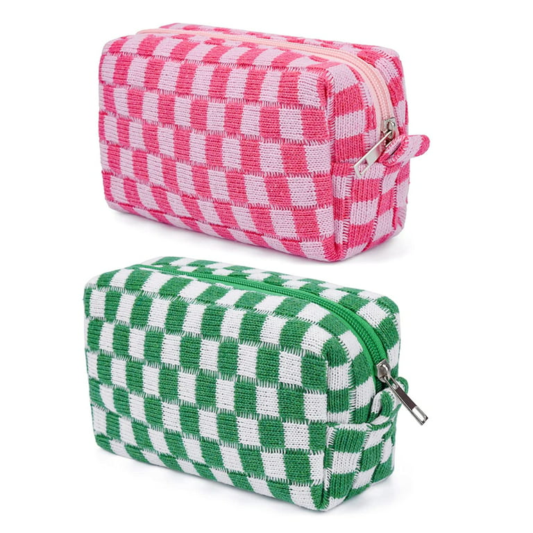  Corduroy Large Makeup Bags with Small Checkered Makeup