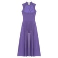 thumbnail image 6 of YiZYiF Floral Lace Lyrical Dance Dress for Women Sleeveless Modern Contemporary Dancewear Purple S, 6 of 7