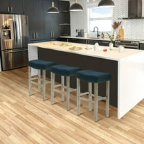 WestinTrends Lenox 29" Upholstered Saddle Seat Antique Gray Counter Stool (Set of 3), Antique Gray