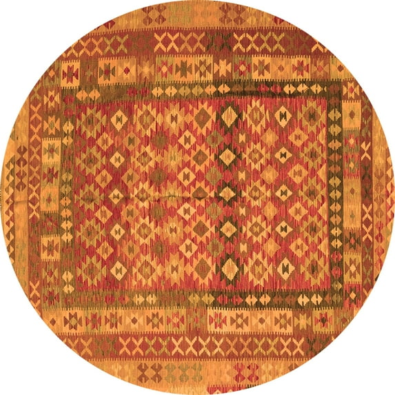 Ahgly Company Indoor Round Southwestern Orange Country Area Rugs, 5' Round