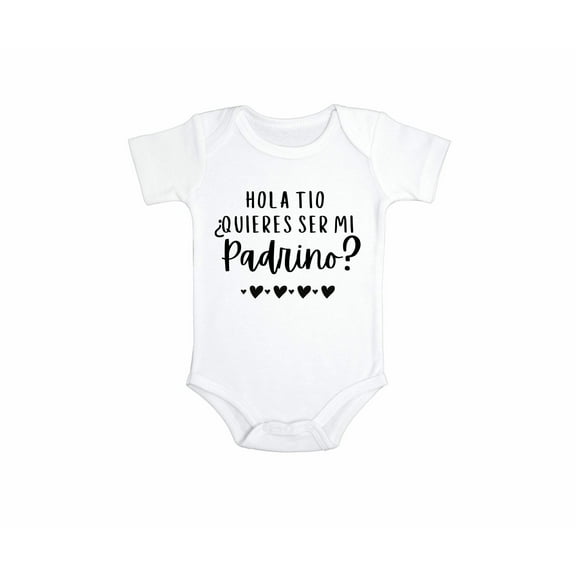 Hola Tio Quieres Ser Mi Padrino Baptism Onesie in Spanish