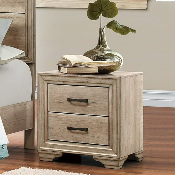 Tcbosik Vintage Wooden Nightstand with 2 Drawers, Natural