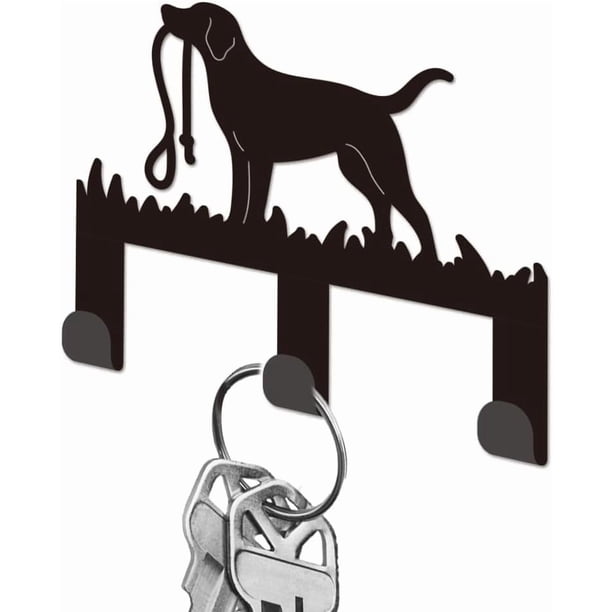 Perchero de pared para correa de perro, de hierro negro, con 3 ganchos, para llaves, pequeño, para guardar bolsos, decorativo para la entrada.