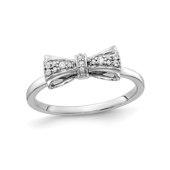 14K White Gold Diamond Bow Promise Ring 1/12 Carat (Ctw Color H-I, I2-I3) for Women