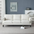 thumbnail image 3 of Nailhead Trim Living Room Sofa with Rolled arms, Linen-Textured Upholstery, Pocket-Spring seat Cushions, Supportive Coil core, Plush Back Pillows, Solid Wood and Iron Frame (Couch), 3 of 9