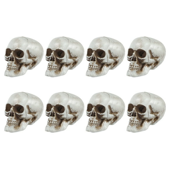 8pcs Halloween Props de miedo calaveras pequeñas modelo de cráneo pequeño decoración de calaveras falsas para fiesta
