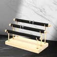 thumbnail image 1 of Wooden Base Holder Jewelry Display Stand Flannel 3 Tier Detachable Storage Rack Organizer for Showcase Retail Stores Show Showroom, 1 of 8