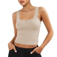 thumbnail image 2 of Douhoow Women Ribbed Tank Tops Slim Fit Vest Camisole Scoop Neck Sleeveless Lace Trim Cami Tops, 2 of 8