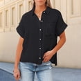 thumbnail image 4 of Parte Superior De La Moda Blusas básicas de algodón Ropa diaria de manga corta para mujer de corte holgado (negro L) Ygjytge para Mujer Negro T M, 4 of 7