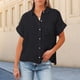 thumbnail image 4 of Parte Superior De La Moda Blusas básicas de algodón Ropa diaria de manga corta para mujer de corte holgado (Negro S) Ygjytge para Mujer Negro T L, 4 of 7