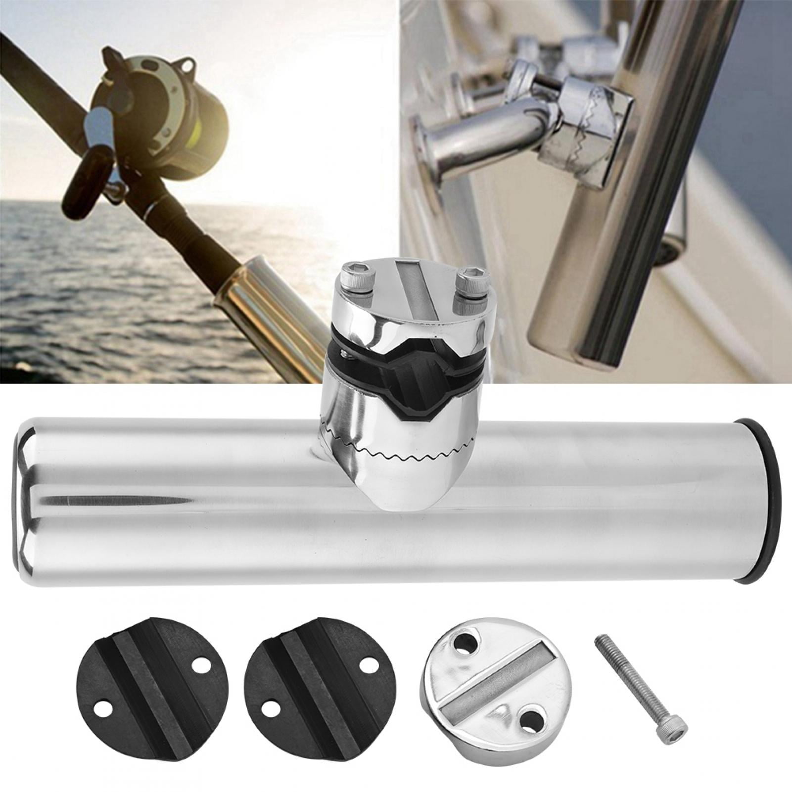 Stainless Steel Boat Fishing Rod Holder Accessory for 1 to 1.25 Inch Rails Adjustable Clamp On Mount