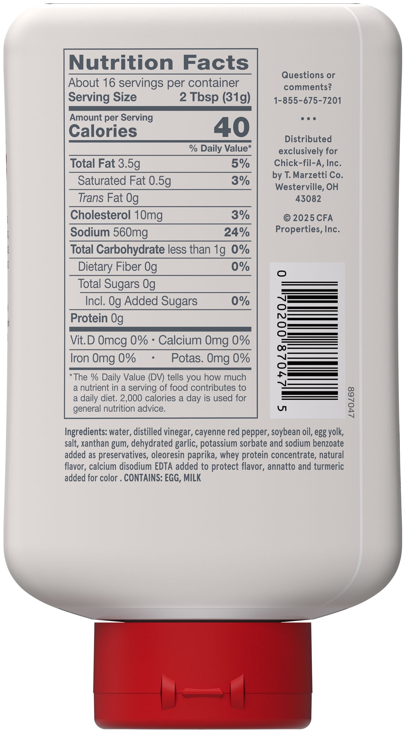 Chick-fil-A Zesty Buffalo Sauce, 16 fl oz Squeeze Bottle