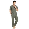 thumbnail image 4 of ANLIQI Men's 100% Cotton Pajama Set Soft v-neck Top Short Sleeve & Bottom Pants with Pockets Men's Loungewear Sets(AG_XL), 4 of 8