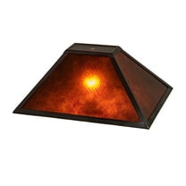 Meyda 22649 16 in. Long Mission Oblong Shade - Mahogany Bronze - Amber Mica