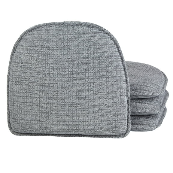 Gripper Non Slip 15"x16" Kendal Nickel Gray Chenille Chair Cushions, Set of 4