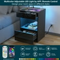 thumbnail image 5 of Hommpa Nightstand with Charging Station Nightstands with 2 Drawer Open Shelf Nightstands Black Nightstands High Gloss LED End Table Nightstands for Bedroom Living Room Furniture 23.6" Tall, 5 of 11