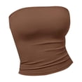 thumbnail image 4 of Gsakboxl Summer Tops 2026 New Independent Station Women Strapless Tube Top Slim Fit Sleeveless Crop Camisole Basic No Shoulder Elegant Fashion Summer Daily Layering Blouse Khaki S, 4 of 4