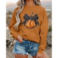 thumbnail image 2 of Black Cat on Pumpkin Sweatshirt Halloween Sweatshirts for Women Fall Pumpkin Face Tee Lightweight Pullover Tops, 2 of 10