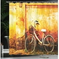 thumbnail image 4 of Ambesonne Retro Shower Curtain, Bike Rusty Cracked Wall, 69"Wx84"L, Sepia, 4 of 5