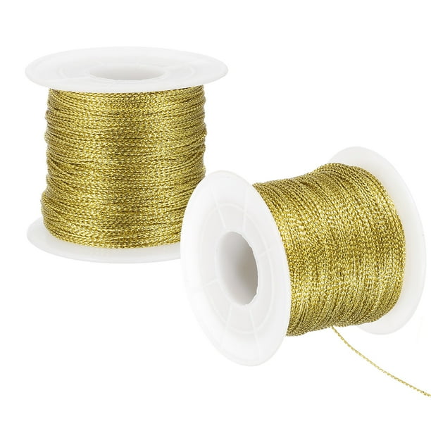 Cuerda de Tinsel Metálico Uxcell, Cinta de Envoltura de Cuerda Cuerdas No Elásticas para Hacer Adornos de Regalo Color Dorado Claro