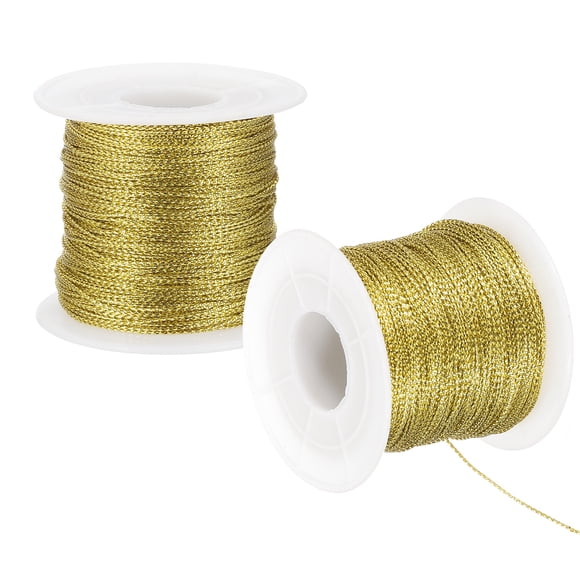 Cuerda de Tinsel Metálico Uxcell, Cinta de Envoltura de Cuerda Cuerdas No Elásticas para Hacer Adornos de Regalo Color Dorado Claro