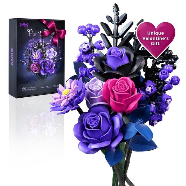 Set de construcción iAtom, ramo de flores moradas con 736 unidades