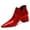 Red, variant on Women Sexy Pointed Toe Ankle Booties Chunky Low Heel Short Boots Pull On Elastic Daily Outdoor Shoes Size 9 Red